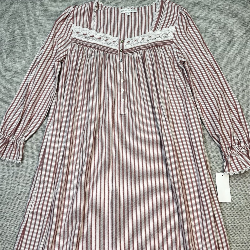 Eileen West Striped BRUSHED COTTON FLANNEL Ballet Nightgown S Cottage - Picture 5 of 8